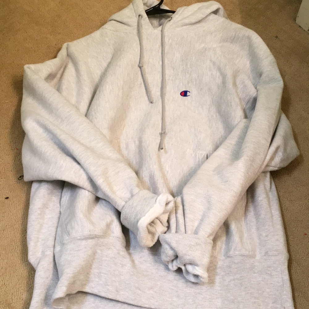 Heathered gray vintage Champion hoodie
